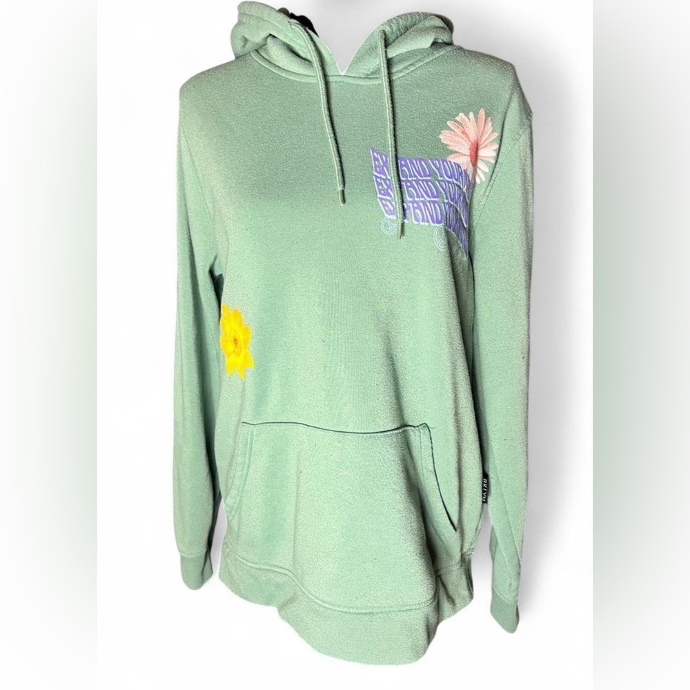 Brooklyn Cloth Women’s Green Floral Hoodie Size Medium Cute Cozy Sweatshirt